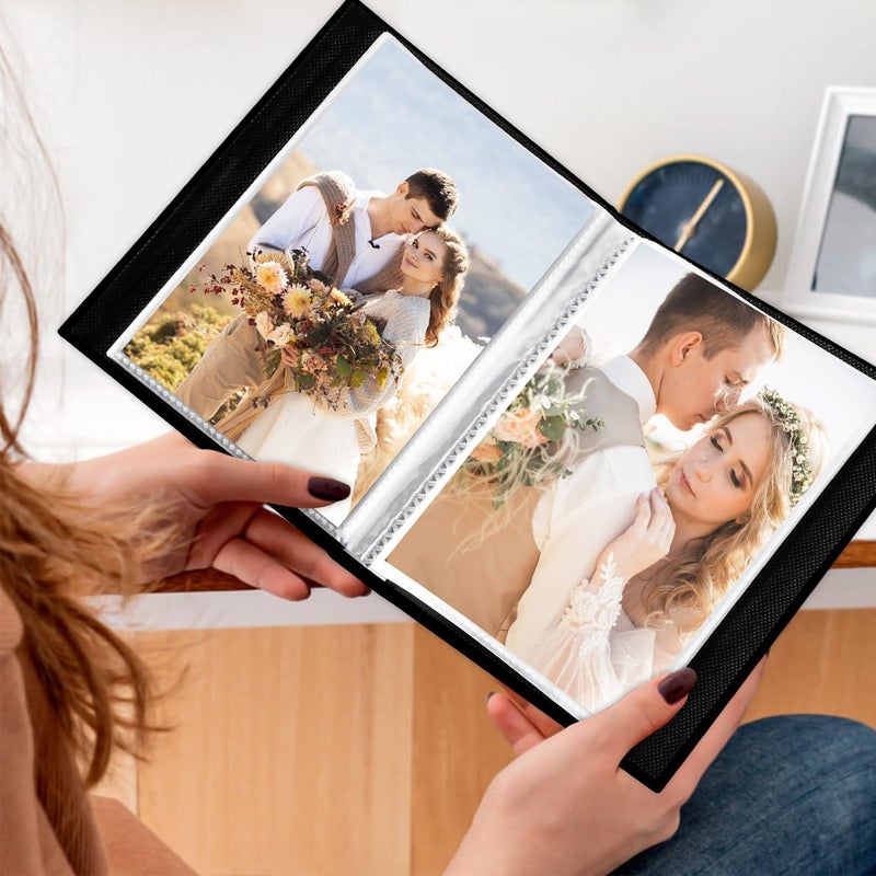 Lanpn Wedding Photo Album 4x6 2 Packs, Each Pack holds 50 Pictures, Slip in Pockets Mini Linen Top Loading Wedding Photo Albums for Portrait Only 4x6 Picture (Flower, Beige) - Image 5